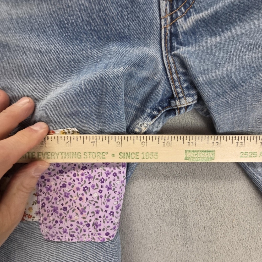 VTG Levis 501 Jeans Womens Blue Straight Floral Patch USA Raw Hem Fits 24x26 - Picture 6 of 16